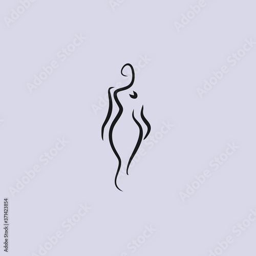 line illustration of a female silhouette vector logo