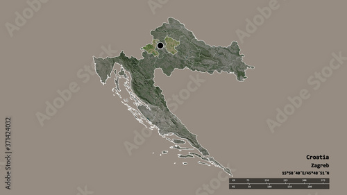Location of Zagrebačka, county of Croatia,. Satellite