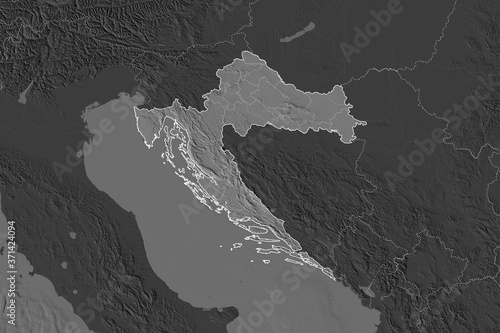 Croatia borders. Neighbourhood desaturated. Bilevel