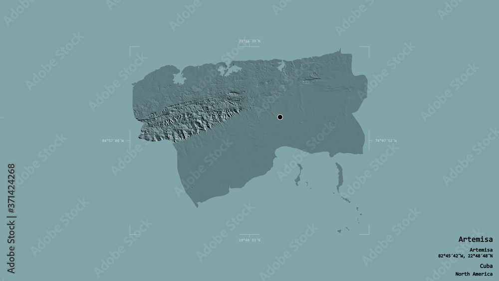 Artemisa - Cuba. Bounding box. Administrative