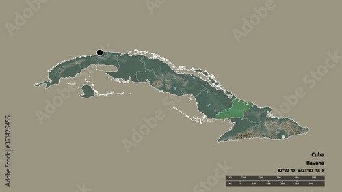 Obraz na plátne Location of Las Tunas, province of Cuba,. Relief