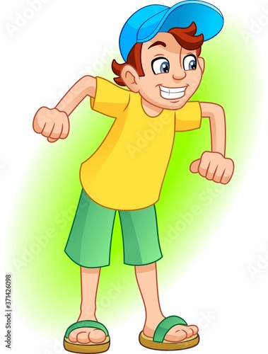 Mischievous boy. Cheerful teenager in a cap. Young man.