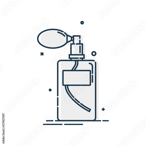 Perfume bottle isolated icon on white background. Flat style design. Spray system. Glamour container glass or plastic. Female cosmetic business. Graphic outline object