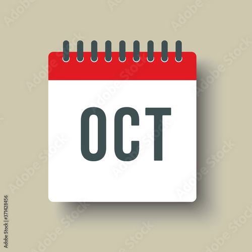 Vector icon day calendar, autumn month October
