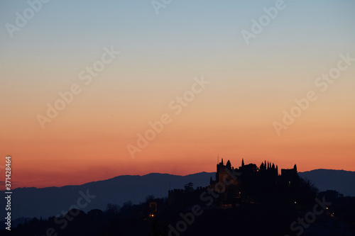 Marostica castle at sunset