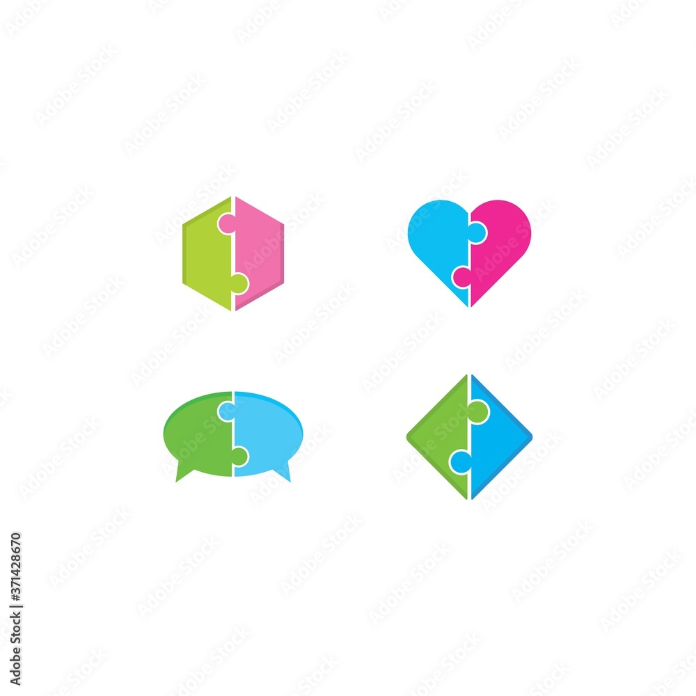 Two part puzzle logo icon vector illustration Two part puzzle logo icon vector illustration