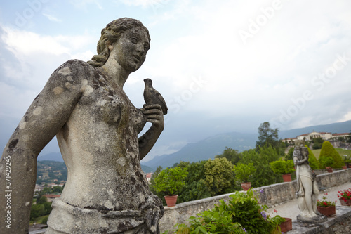 Italian garden and statue in Villa Godi Malinverni