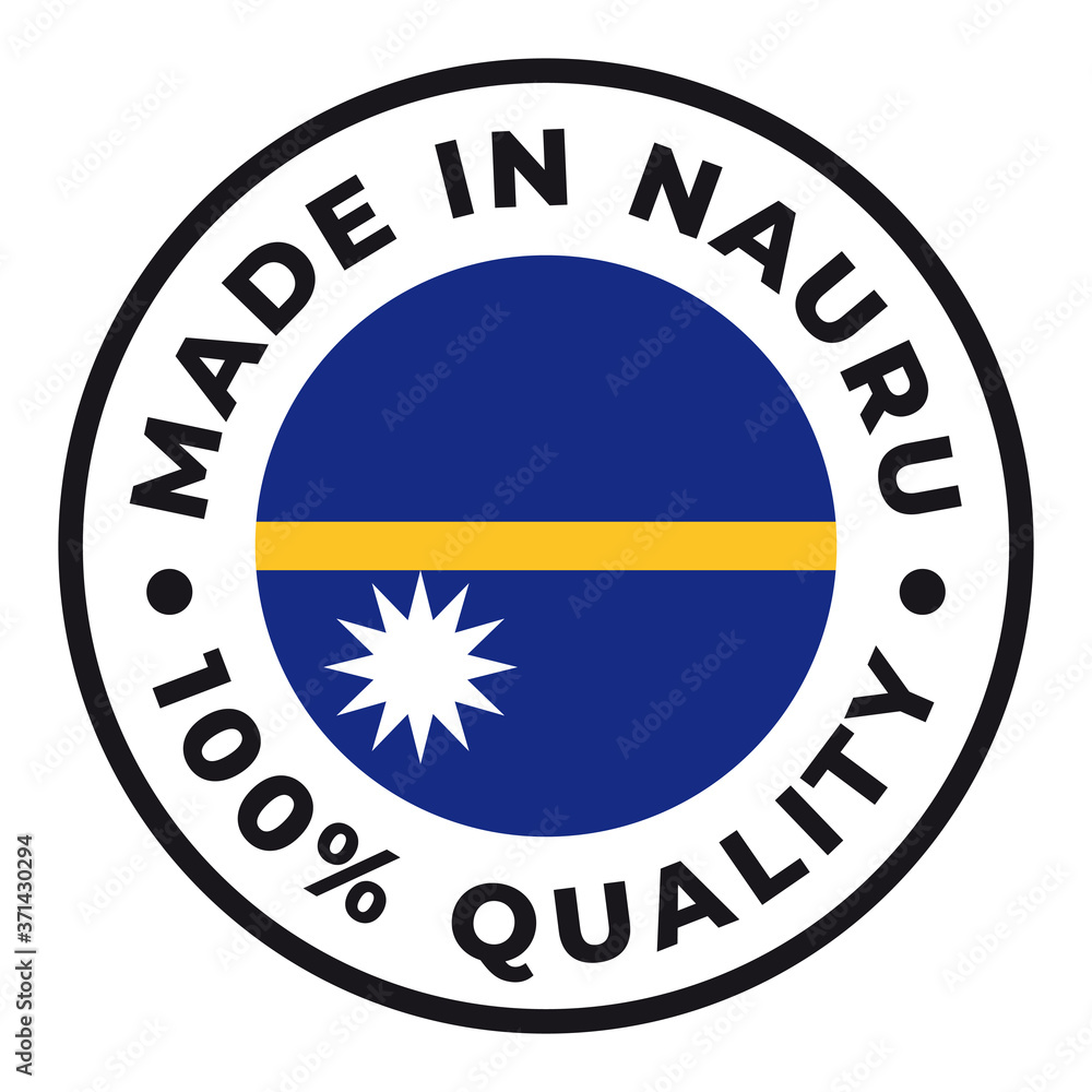 Vector circle symbol. Text Made in Nauru with flag. Isolated on white background. Vector circle symbol. Text Made in Nauru with flag. Isolated on white background.
