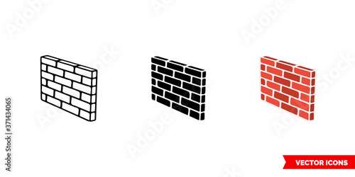 Wall icon of 3 types color, black and white, outline. Isolated vector sign symbol.