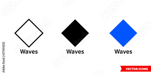 Waves cryptocurrency icon of 3 types color, black and white, outline. Isolated vector sign symbol.