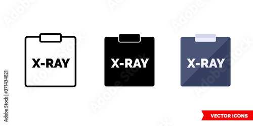 X-RAY roentgen icon of 3 types color, black and white, outline. Isolated vector sign symbol.