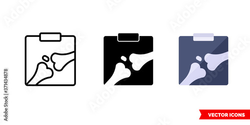 X-RAY roentgen icon of 3 types color, black and white, outline. Isolated vector sign symbol.