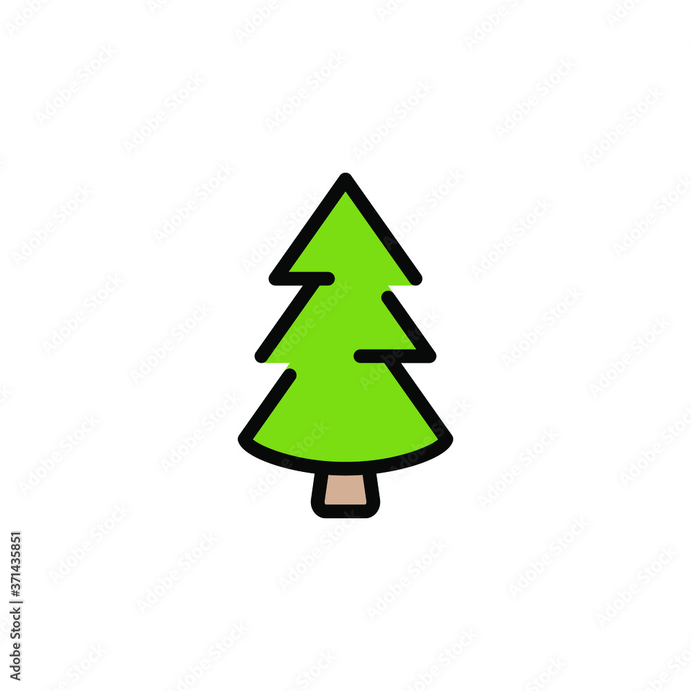 Christmas tree, fir-tree color icon thin line, linear, outline. Simple sign, logo. Christmas tree, fir-tree color icon thin line, linear, outline. Simple sign, logo.