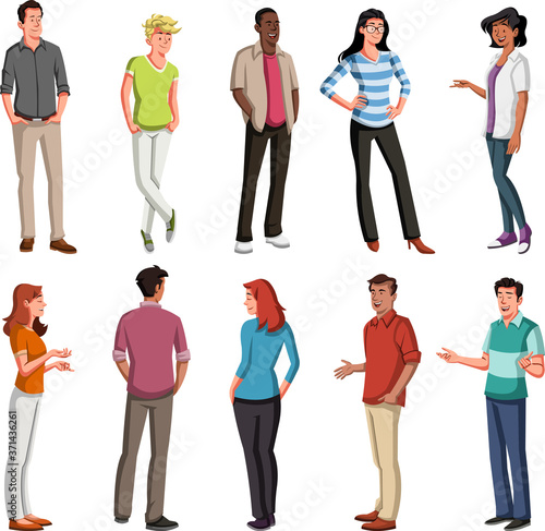 Group of cartoon business people talking

