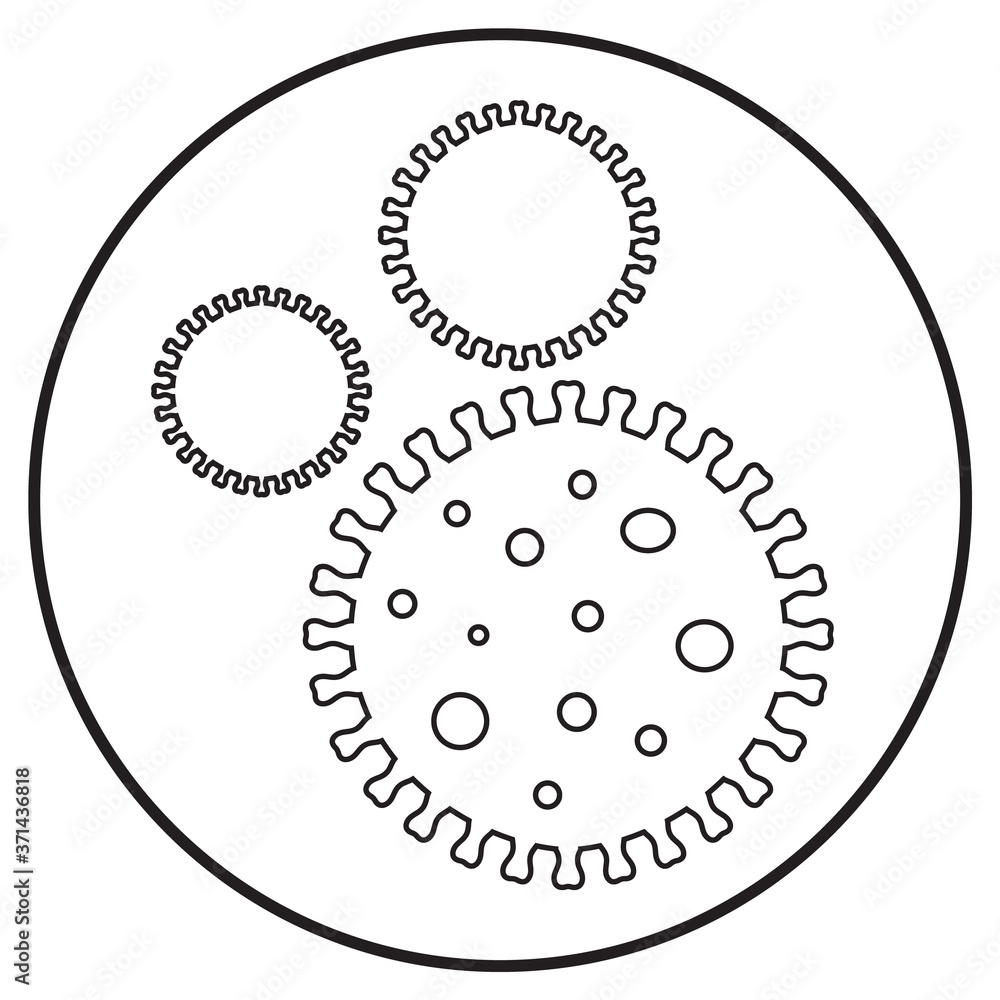 virus icon; line art style; vector illustration, symbol for app, print or web. virus icon; line art style; vector illustration, symbol for app, print or web.