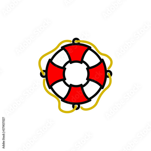 Lifebuoy linear vector icon. sos and safety ring line thin sign. life buoy outline symbol. life saver simple logo color on white. help or debark icon 
