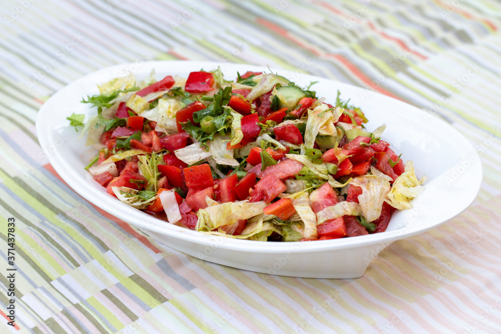 mixed salad on the table cloth mixed salad on the table cloth