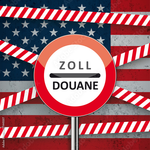 USA Flag Concrete Sign Zoll