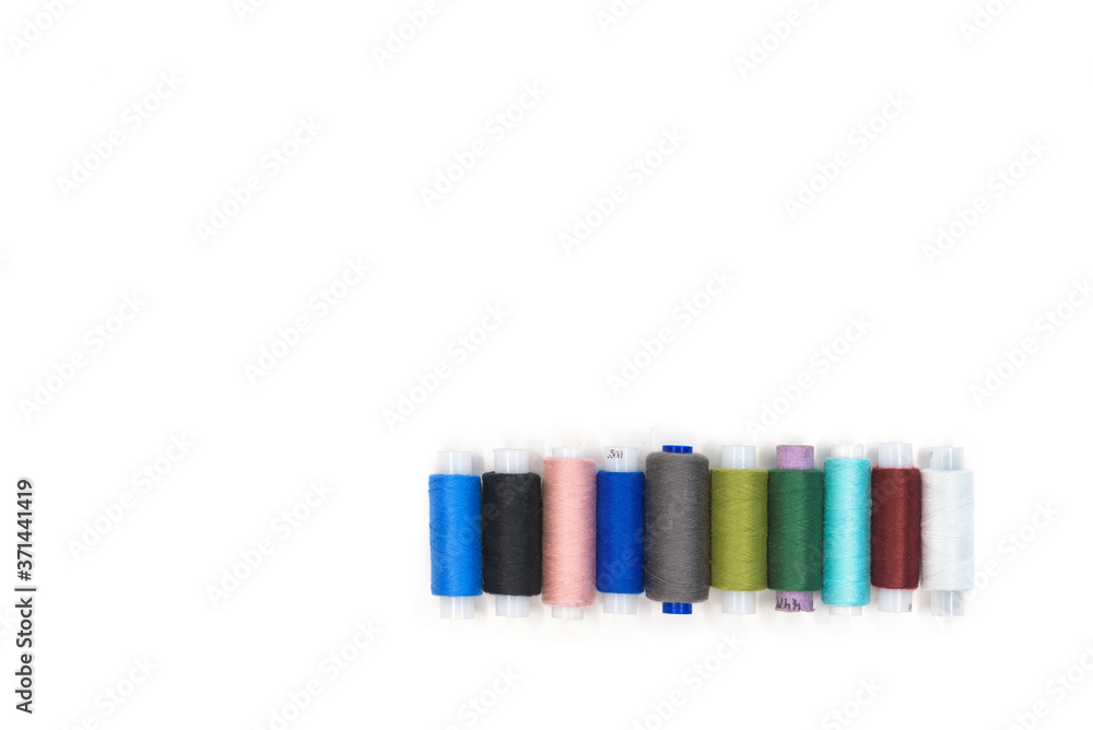 spools of threads colorful top view isolated spools of threads colorful top view isolated