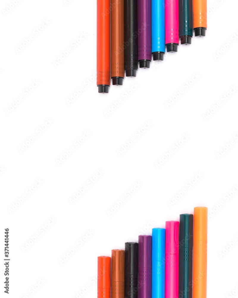 groups of crayons top view isolated groups of crayons top view isolated