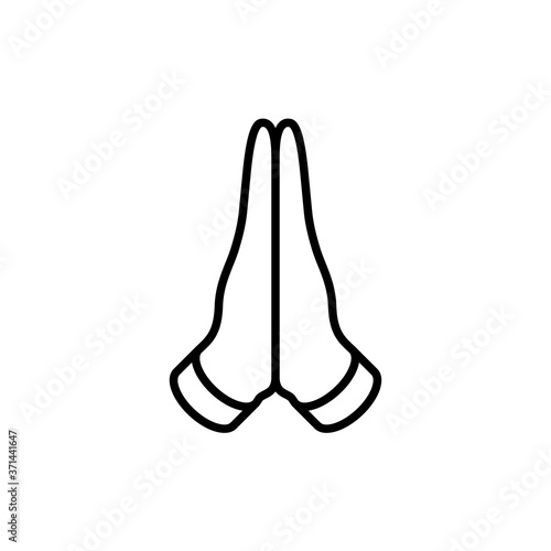 Praying hands vector icon on white background