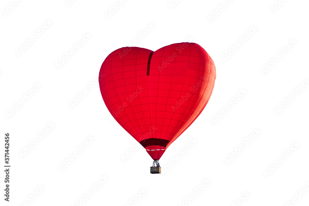 Fototapeta premium Red heart-shaped air balloon. Isolated