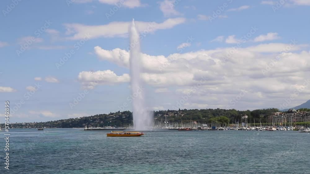magnificent city view along river Rhone, Geneva, Switzerland (The Geneva Water Fountain in background) magnificent city view along river Rhone, Geneva, Switzerland (The Geneva Water Fountain in background)