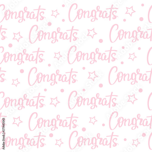 Calligraphic lettering happy birthday congrats seamless pattern