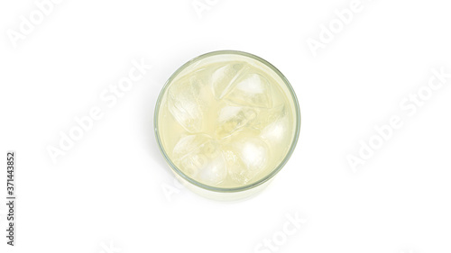 Stampa su tela Glass with lemon lemonade and ice on a white background
