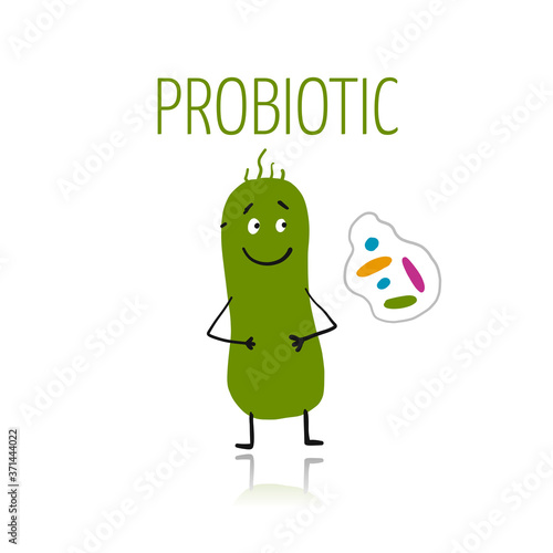 Funny and scary bacteria characters isolated on white. Vector icons of gut and intestinal flora, germs, virus.