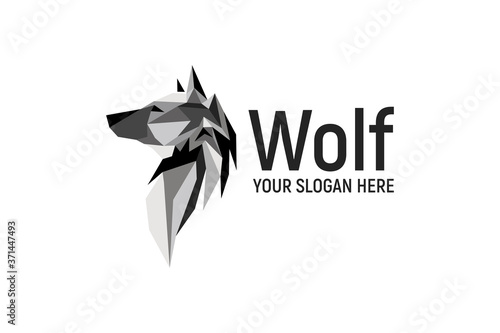 geometric wolf logo design inspiration with stone texture
