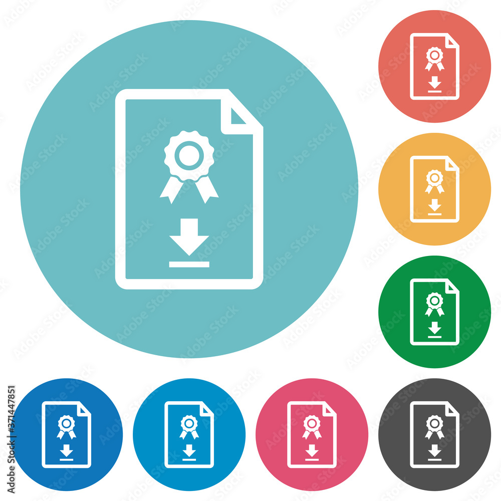 Download certificate flat round icons Download certificate flat round icons
