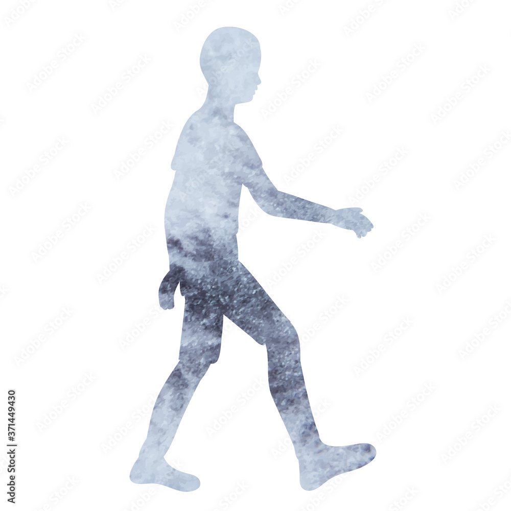 gray watercolor boy silhouette, on white background gray watercolor boy silhouette, on white background