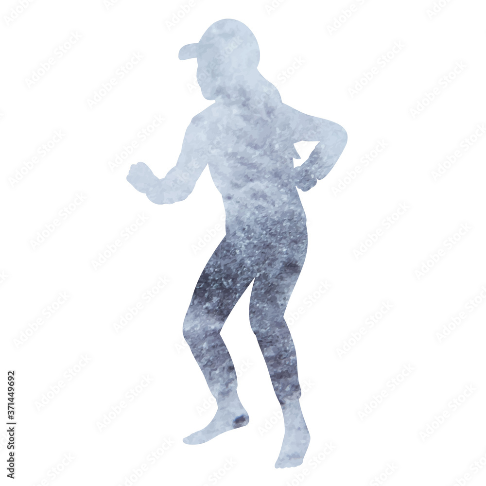 isolated, watercolor silhouette of a girl in a cap isolated, watercolor silhouette of a girl in a cap