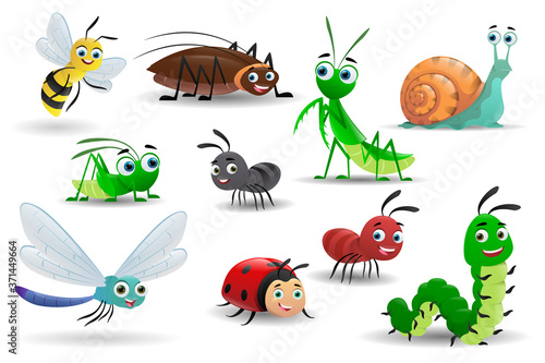 Set of  cartoon insects on white background © NADIIA