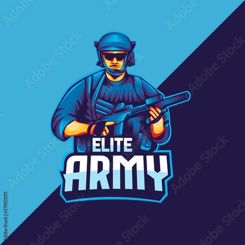 elite army mascot logo template. perfect for t-shirt/apparel, gaming team, etc