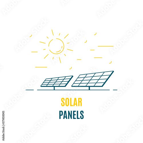 Solar energy logo template, flat style icon design.
