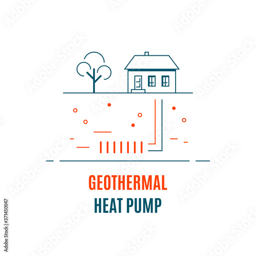 Geothermal energy logo template, flat style icon design.