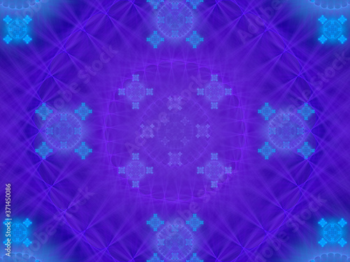Fractal pattern of purple and blue circular structure for wallpaper, background