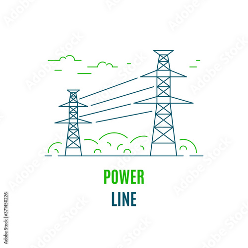 Power line, electricity supply, flat style icon design.