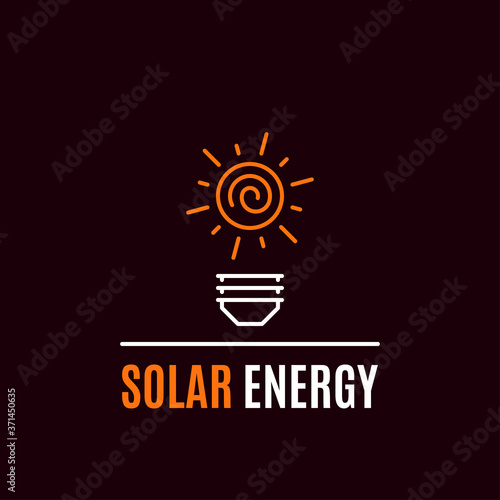 Solar energy logo template, flat style icon design.