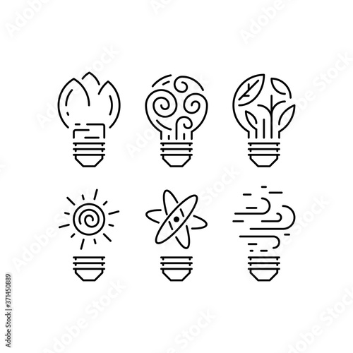 Set of energy sources logo templates, flat style icon design.