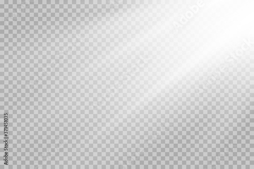 Shining sun glare rays, lens flare vector illustration. Sunlight glowing png effect. White beam sunrays sky background