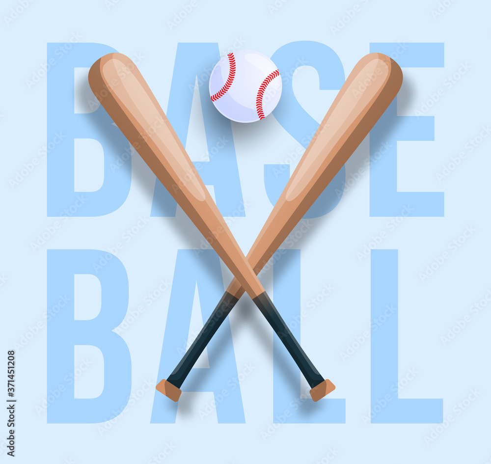 Realistic baseball concept with baseball crossed bat, ball and text. Vector  sport iilustration vector de Stock | Adobe Stock