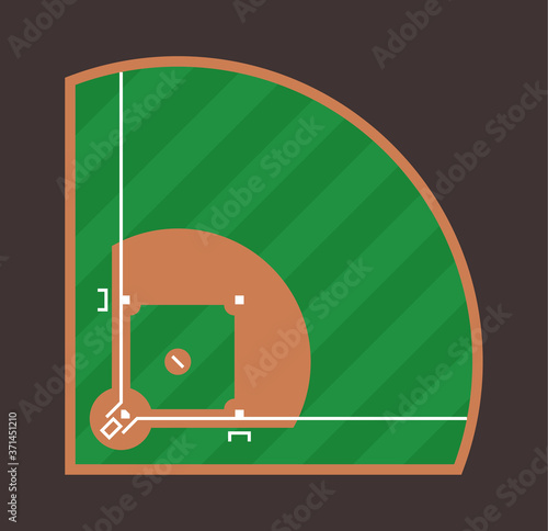 Baseball field icon. Flat illustration of baseball field vector design. Top view Web