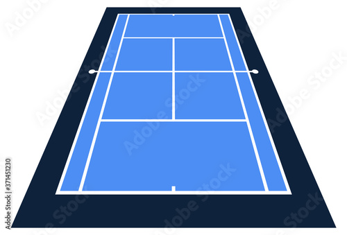 Perspective view Vector Illustration Of Tennis Court From The front Top View.