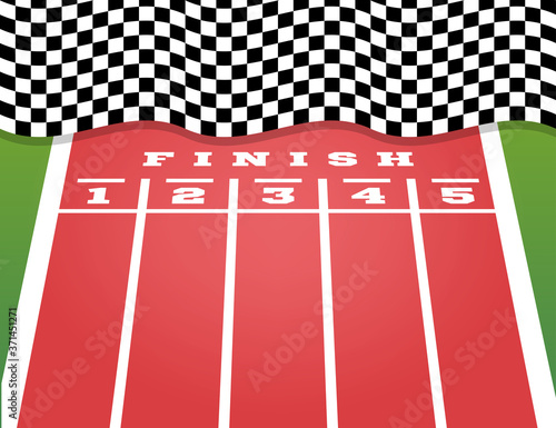 Perspective finish on the go-kart running track. road markings