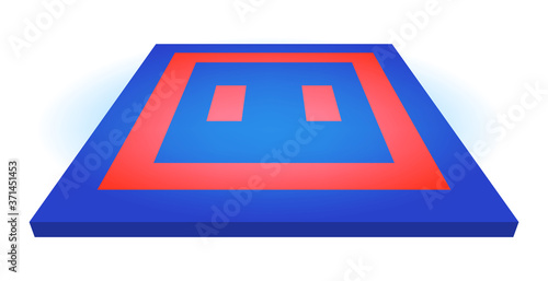 Perspective isometric Karate judo taekwondo carpet mat tatami vector illustration on white background