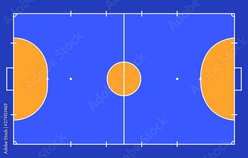 Field for futsal. Orange Outline of lines futsal field Vector illustration. photo