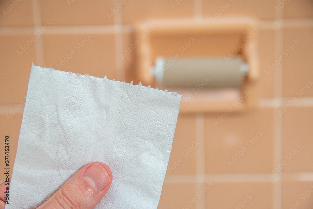 Fototapeta premium Last sheet of toilet paper in the bathroom